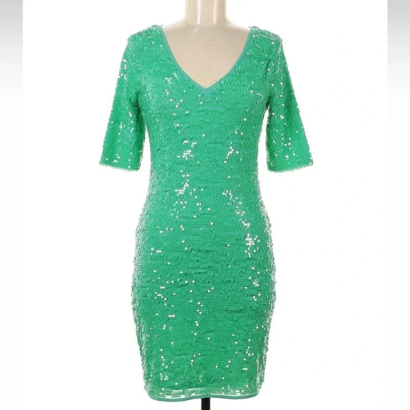 BCBGMAXAZRIA Mint Green Sequin Cocktail Party Eras Tour Dress Size Medium M - Picture 6 of 6
